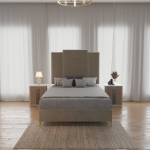 Picture of Upholstered bed with Wave Headboard