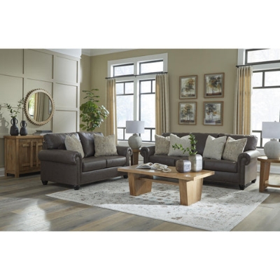 Show details for Leather Traditional Sofa, Loveseat and Chair Picture of Leather Traditional Sofa, Loveseat and Chair