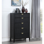 Picture of 36.50"W x 56.50"H Five Drawer Bedroom Chest Black