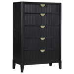 Picture of 36.50"W x 56.50"H Five Drawer Bedroom Chest Black
