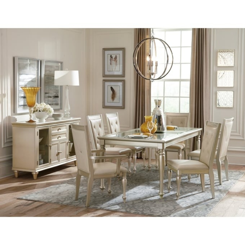 Picture of 7pcs, 9pcs Or 11pcs,  Gold Silver Champagne Dining Room Set