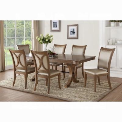 Show details for 7pcs or 9pcs Gray Oak Wood Veneer Dining Room Set Picture of 7pcs or 9pcs Gray Oak Wood Veneer Dining Room Set