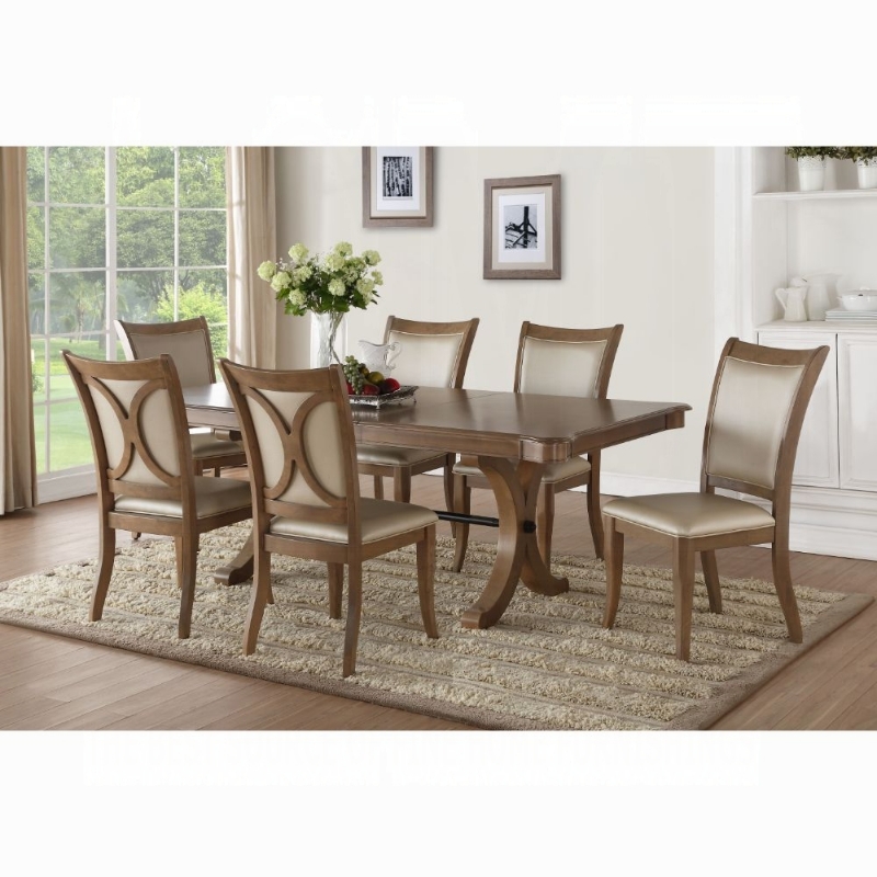 Picture of 7pcs or 9pcs Gray Oak Wood Veneer Dining Room Set