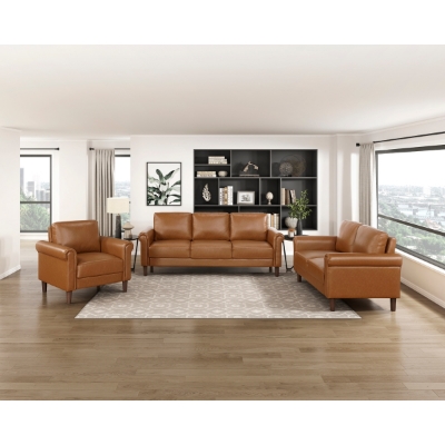 Show details for Brown, Chocolate, Dark gray Leather Sofa, Loveseat and Chair Picture of Brown, Chocolate, Dark gray Leather Sofa, Loveseat and Chair