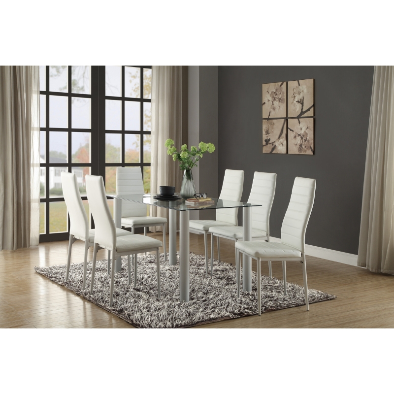 Picture of 7pcs Or 9pcs  White/Black glass top Dining Room Set