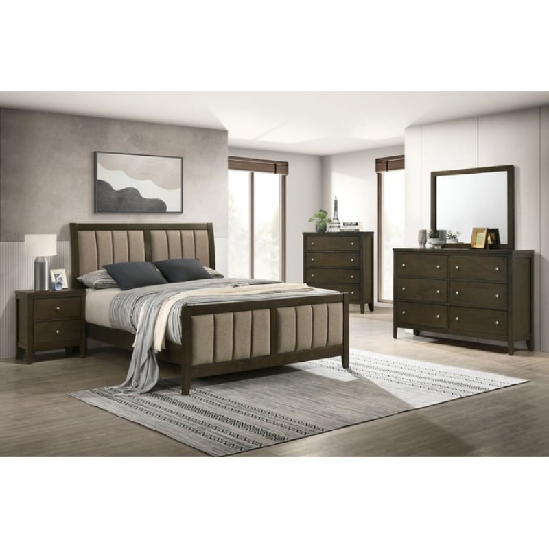 Picture of 5pc Dark Cocoa Brown Bedroom Set with Full Bed
