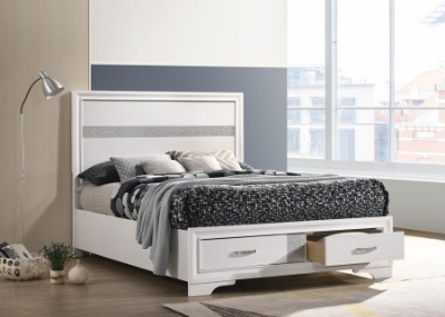 Show details for White/Black Wood Full Storage Panel Bed Picture of White/Black Wood Full Storage Panel Bed