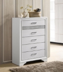 Picture of 34.25"L x 51.5"H White/Black 5 Drawer Chest