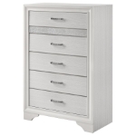 Picture of 34.25"L x 51.5"H White/Black 5 Drawer Chest