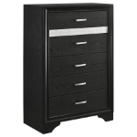 Picture of 34.25"L x 51.5"H White/Black 5 Drawer Chest