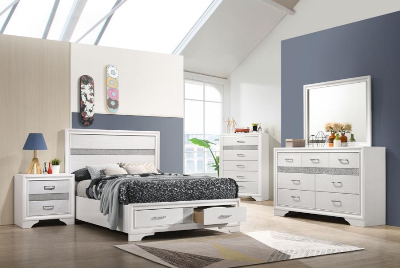 Picture of 5Pc White/Black Full Storage Bedroom set