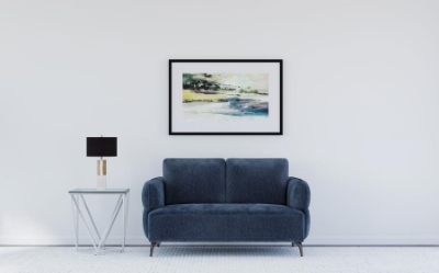 Show details for Blue Upholstered Modern Track Arm Loveseat Picture of Blue Upholstered Modern Track Arm Loveseat