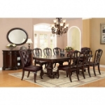 Picture of 9pcs, 11pcs or 13pcs, Solid Wood Brown Cherry Dining Room Set
