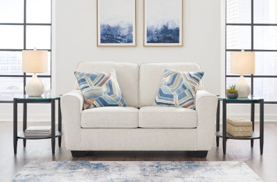 Show details for Beige or Dark Blue Loveseat Picture of Beige or Dark Blue Loveseat