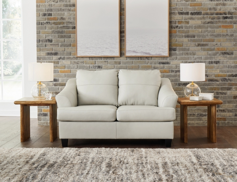 Picture of Genuine Leather Coconut White Loveseat