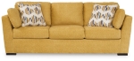 Picture of Faux wood finish Yellow/Teal Sofa