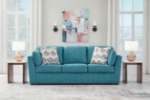 Picture of Faux wood finish Yellow/Teal Sofa