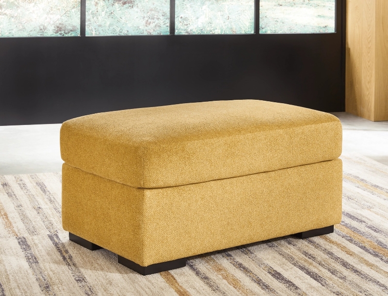 Picture of Faux wood finish Yellow/Teal Ottoman