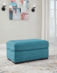 Picture of Faux wood finish Yellow/Teal Ottoman
