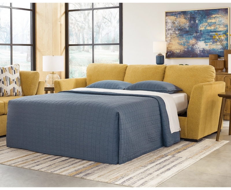 Picture of Faux wood finish Yellow/Teal Sofa Sleeper