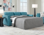 Picture of Faux wood finish Yellow/Teal Sofa Sleeper