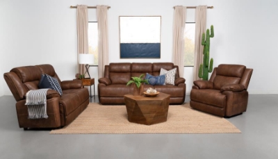 Show details for Leather Arm Stationary Sofa, Loveseat and Chair Dark Brown Picture of Leather Arm Stationary Sofa, Loveseat and Chair Dark Brown