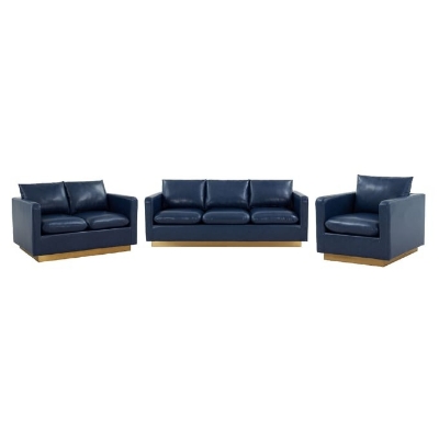 Show details for Leather Sofa, Loveseat and Chair with Gold Frame Picture of Leather Sofa, Loveseat and Chair with Gold Frame