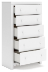 Picture of 31.73"W x 54.02"H Five Drawer White Chest