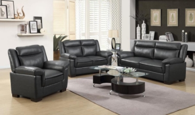 Show details for Upholstered Padded Arm Sofa, Loveseat and Chair Grey Picture of Upholstered Padded Arm Sofa, Loveseat and Chair Grey