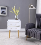 Picture of 20" White with Gold Stainless Steel Legs Side Table