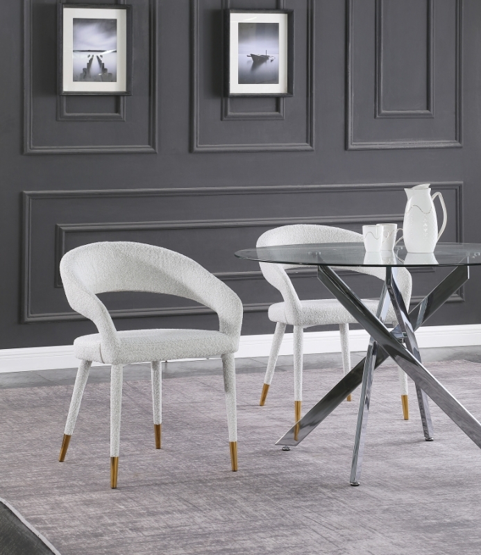 Picture of Rich Boucle Cream Fabric Velvet Dining Chair