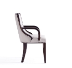 Picture of Light Grey And Tan Leather Dining Arm Chair