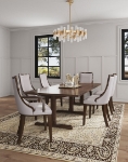 Picture of Light Grey And Tan Leather Dining Arm Chair