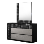 Picture of Black and grey lacquer finish with LED lighting system Dresser and Mirror