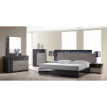 Picture of Black and grey lacquer finish with LED lighting system Dresser and Mirror