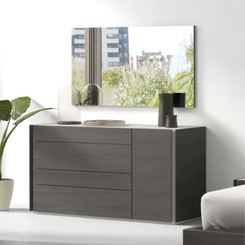 Picture of Wood veneers and natural Dresser and Mirror