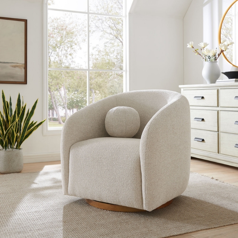 Picture of Fabric Armchair in Dove Gray, Cream, Mustard and Pine Colors