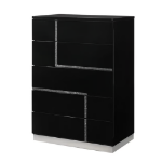 Picture of 30.3"W x 45"H Black lacquered finish 5 Drawer Chest