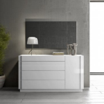 Picture of Grey And White Natural stone veneer with LED lights Dresser and Mirror