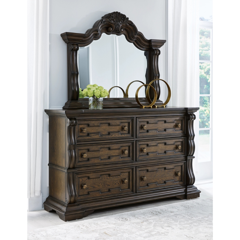 Picture of Hardwood solid 6 drawers Dresser and Mirror