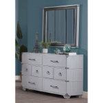 Picture of Gray Finish Wood Dresser and Mirror