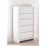 Picture of 31.73"W x 54.02"H Five Drawer White Chest