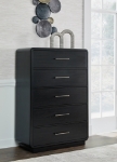 Picture of 40.13"W x 57.38"H Black Five Drawer Chest