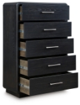 Picture of 40.13"W x 57.38"H Black Five Drawer Chest