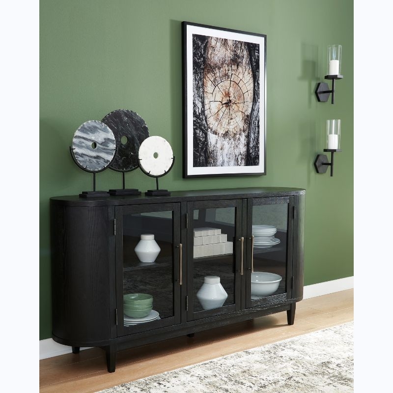 Picture of 74.13" x 35.13" Inch 3 glass cabinet doors Server