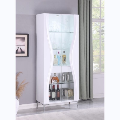 Show details for Wooden & Glass Curio w/ Shleves, Drawer, and LED Lights - W 16.5 X D 31.5 X H 77.1 Picture of Wooden & Glass Curio w/ Shleves, Drawer, and LED Lights - W 16.5 X D 31.5 X H 77.1