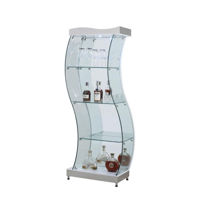Show details for "S" Shaped Glass Curio w/ LED Lights - W 32.1 X D 14.8 X H 75.4 Picture of "S" Shaped Glass Curio w/ LED Lights - W 32.1 X D 14.8 X H 75.4