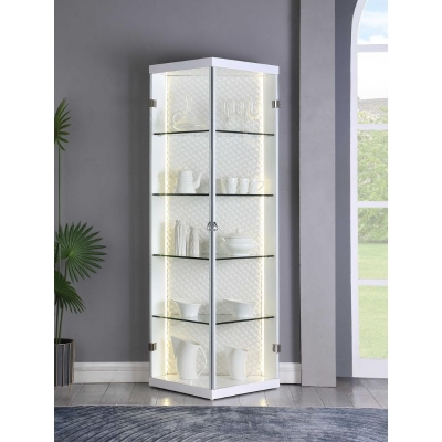 Show details for Glass Curio w/ LED Lights & Upholstered Back - W 30.3 X D 18.5 X H 74.8 Picture of Glass Curio w/ LED Lights & Upholstered Back - W 30.3 X D 18.5 X H 74.8