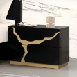 Picture of Black/Gold Engineered Wood, Pinewood Nightstand