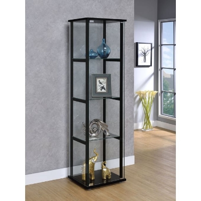 Show details for Black 4 Shelf Glass Curio Cabinet - L 16.75 X W 14.25 X H 63.75 Picture of Black 4 Shelf Glass Curio Cabinet - L 16.75 X W 14.25 X H 63.75